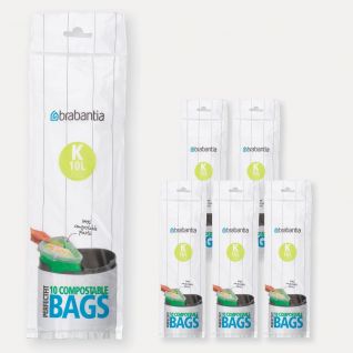 Compostable PerfectFit Bags Code K (10 liter), 6 rolls of 10 bags