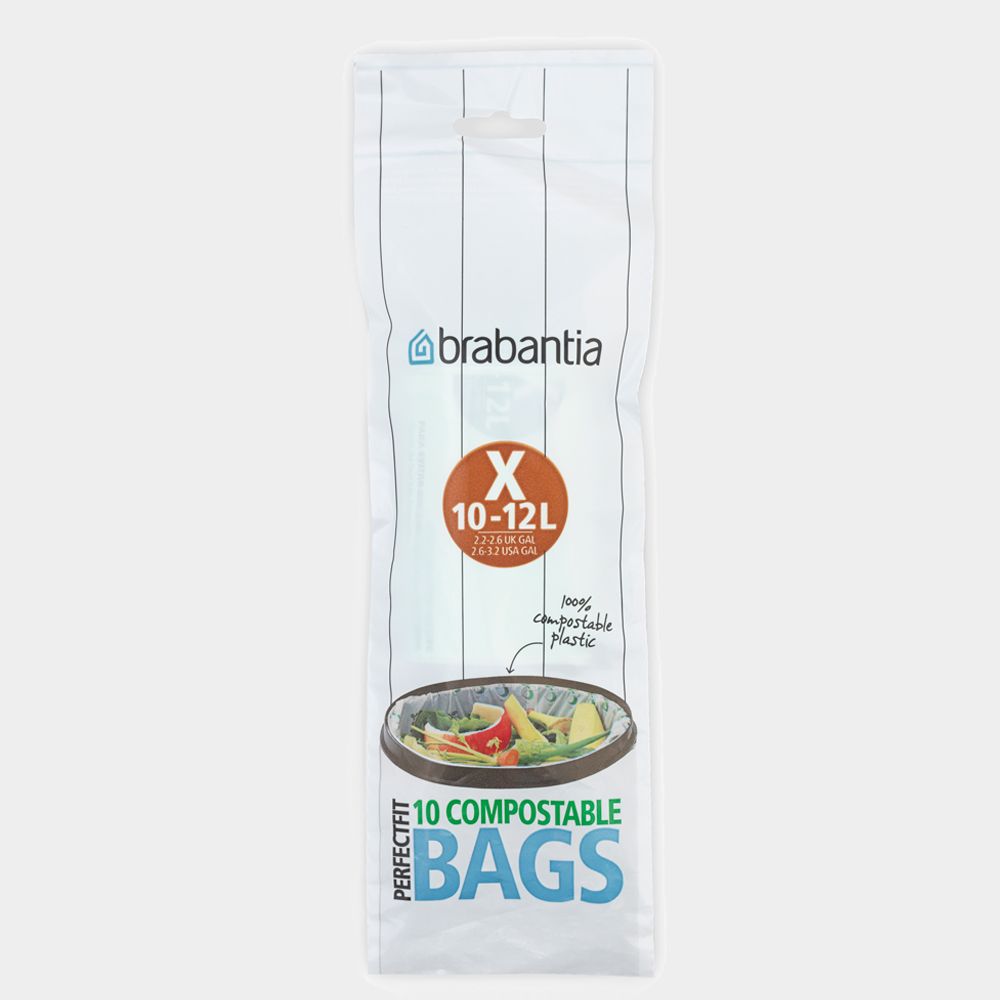 Compostable PerfectFit Bags Code X (10-12 litre), Roll with 10 Bags