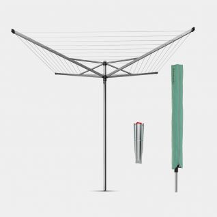 Wäschespinne Topspinner 50 Meter, mit Bodenanker und Schutzhülle, Ø 45 mm - Metallic Grey