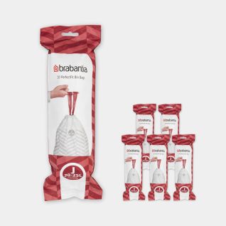 Sacs poubelle PerfectFit Code J (23 litres), 6 Rouleaux de 20 sacs