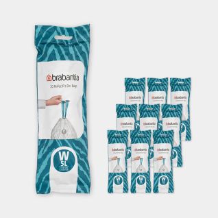 Sacs poubelle PerfectFit Code W (5 litres), 10 Rouleaux de 20 sacs