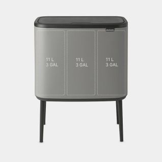 Bo Touch Bin 3 x 11 litre - Mineral Concrete Grey