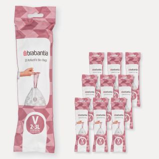 Sacs poubelle PerfectFit Code V (3 litres), 10 Rouleaux de 20 sacs