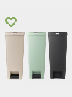 StepUp Treteimer-Abfallsystem 40L - Jade Green - Soft Beige - Dark Grey