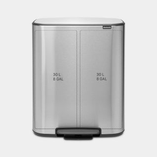 Bo Pedal Bin 2 x 30 litre - Matt Steel Fingerprint Proof