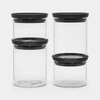 Stackable Jars Set of 4 - Dark Grey