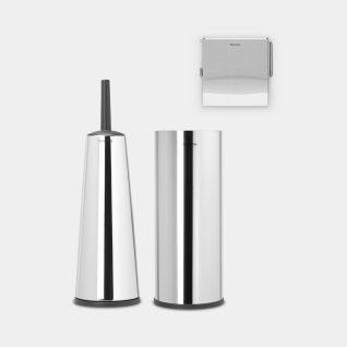 Toilet Accessory Set ReNew, Set of 3 - Brilliant Steel
