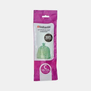 Sacs PerfectFit compostables Code C (10-12 litres), Rouleau de 10 sacs
