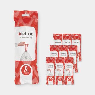 Sacs poubelle PerfectFit Code B (5-7 litres), 10 Rouleaux de 20 sacs