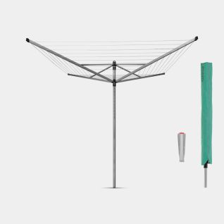 Rotary Clothesline Lift-O-Matic 164ft (50 m), with Ground Spike & Cover, Ø 1.8in (45 mm) - Metallic Gray