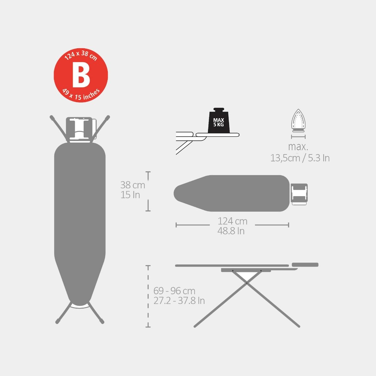 Table à repasser taille B 124 x 38 cm, pour fer vapeur - Lilac Waves, Fairtrade cotton