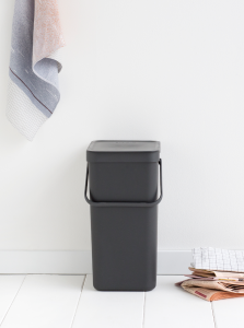 Zwarte prullenbak afval scheiden 16 liter klein