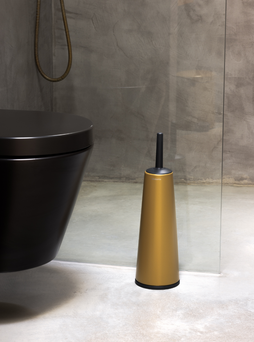 Toiletborstel met houder ReNew- Warm Gold