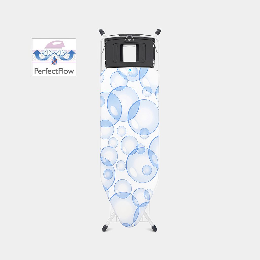 Ironing Board C 49 x 18 in (124 x 45 cm), for Steam Generator, with Linen Rack - Bubbles