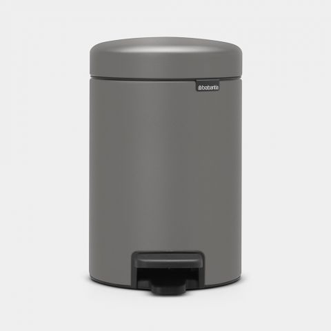 NewIcon Step on Trash Can 0.8 gallon (3 liter) - Mineral Concrete Gray
