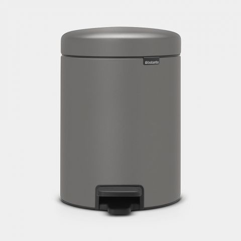 NewIcon Step on Trash Can 1.3 gallon (5 liter) - Mineral Concrete Gray