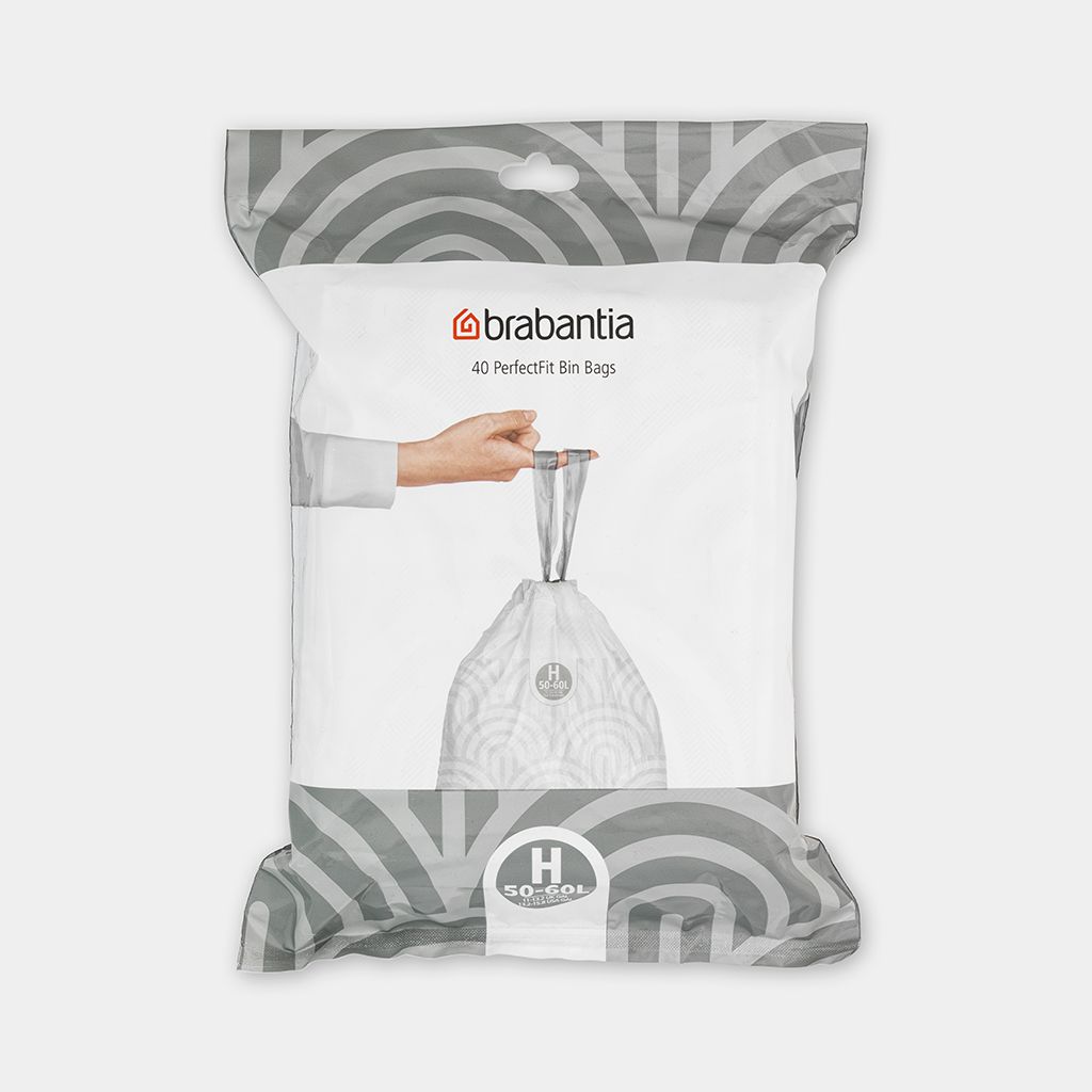 Sac poubelle PerfectFit, Code H, 50-60L, 40 sacs par dispenser - White