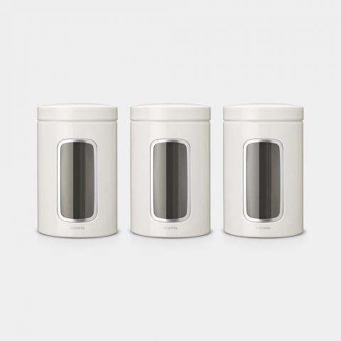 Window Canisters Set of 3, 1.4 litre - White