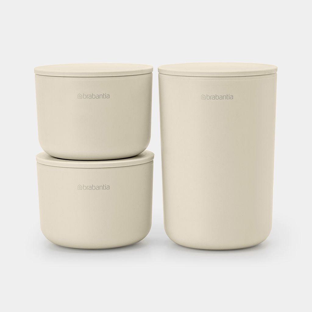 Storage Pots Set of 3 - Soft Beige