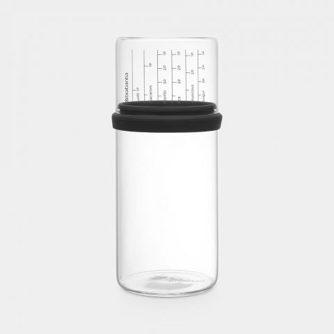 Storage Jar with Measuring Cup 1.1 quart (1L), Glass - Dark Gray