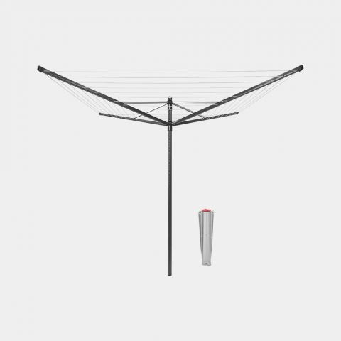 Stendibiancheria a ombrello Lift-O-Matic 50 metri, con picchetto, Ø 45 mm - Anthracite