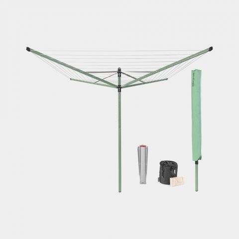 Rotary Clothesline Lift-O-Matic 164 ft (50 m), with Ground Spike, Cover & Peg Bag, Ø 1.8 in (45 mm) - Leaf Green