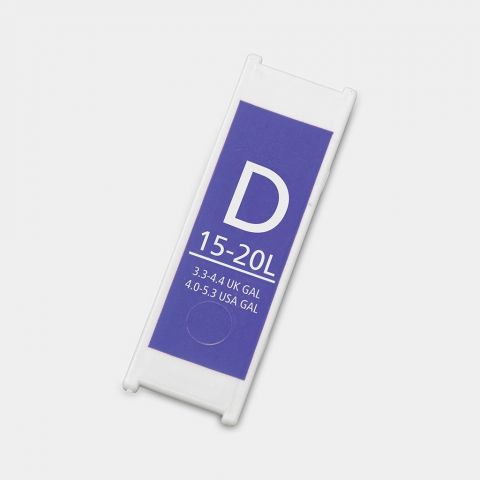 Plastic Capacity Tag, Code D 4-5.3 gallon (15-20L) - Purple