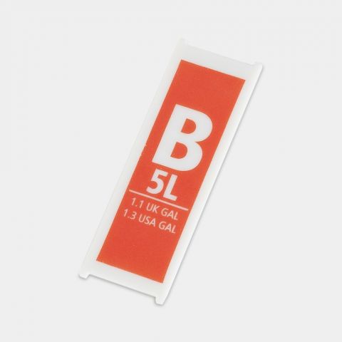 Etiqueta de plástico de capacidad, código B 5-7 litros - Orange