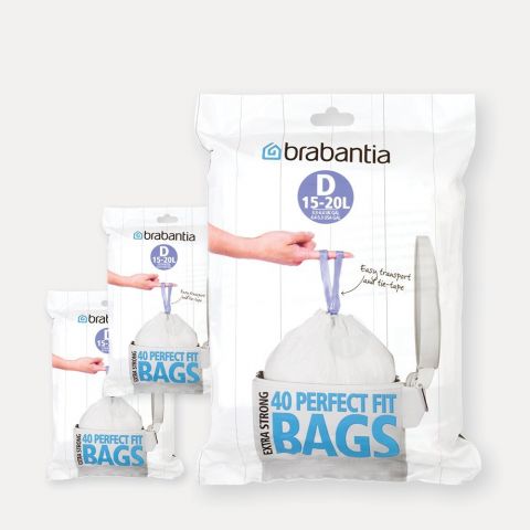 PerfectFit Bags Code D (15 litre), 3 Dispenser Packs, 120 Bags