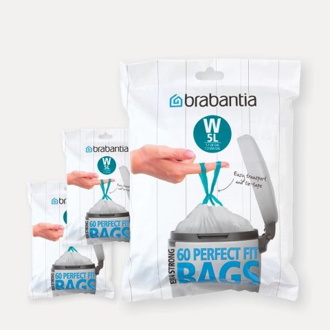 PerfectFit Bags Code W (5 litre), 3 Dispenser Packs, 180 Bags
