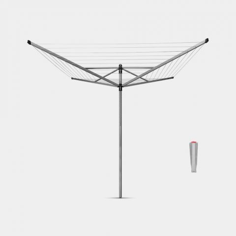 Rotary Clothesline Lift-O-Matic 164 ft (50 m), with Ground Spike, Ø 1.8in (45 mm) - Metallic Gray