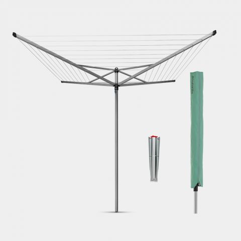 Rotary Clothesline Topspinner 164 ft (50m) , with Ground Spike & Cover, Ø 1.8 in (45 mm) - Metallic Gray