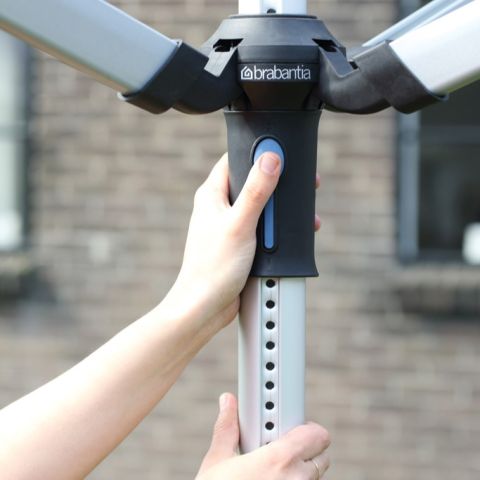 Wäschespinne Lift-O-Matic Advance 60 Meter, mit Bodenanker, Schutzhülle & Wäscheklammerbeutel, Ø 50 mm - Metallic Grey