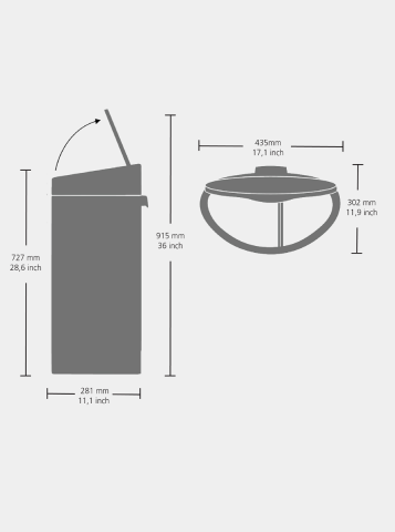 Touch Bin New Recycle 23 + 10 litre - Matt Steel