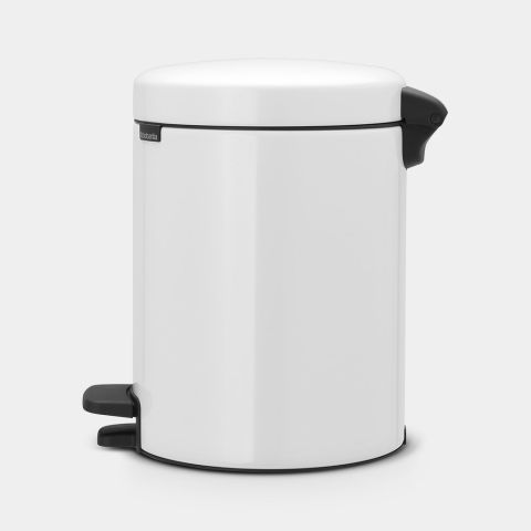 NewIcon Step on Trash Can 1.3 gallon (5 liter) - White