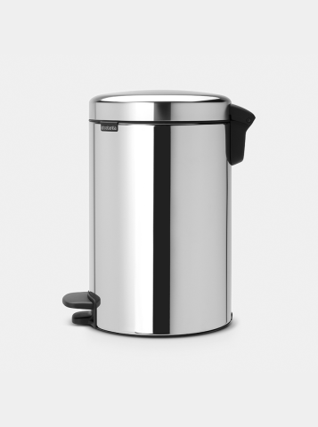 NewIcon Pedal Bin 12 litre, metal inner bucket - Brilliant Steel