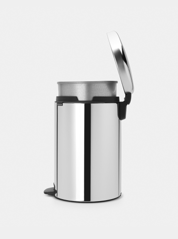 NewIcon Pedal Bin 20 litre, metal inner bucket - Brilliant Steel