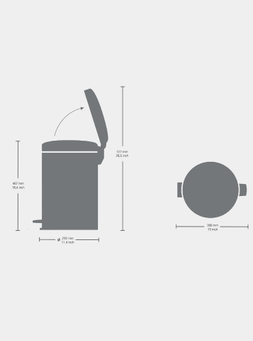 NewIcon Pedal Bin 20 litre, metal inner bucket - Brilliant Steel