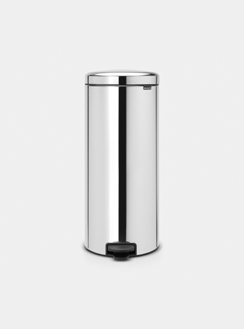 NewIcon Pedal Bin 30 litre, Metal Inner Bucket - Brilliant Steel