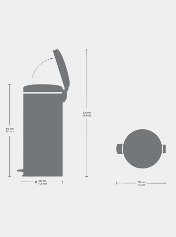 NewIcon Pedal Bin 30 litre, Metal Inner Bucket - Brilliant Steel