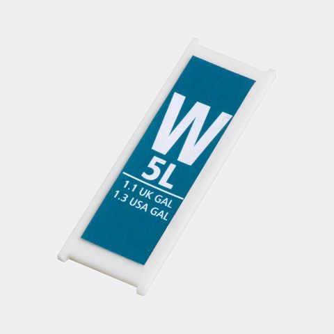 Plastic Capacity Tag, Code W 5 litre - Blue
