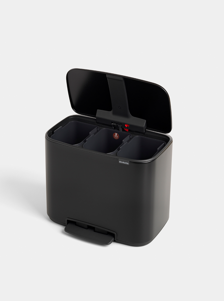 Bo Pedal Bin 3 x 11 litre - Matt Black