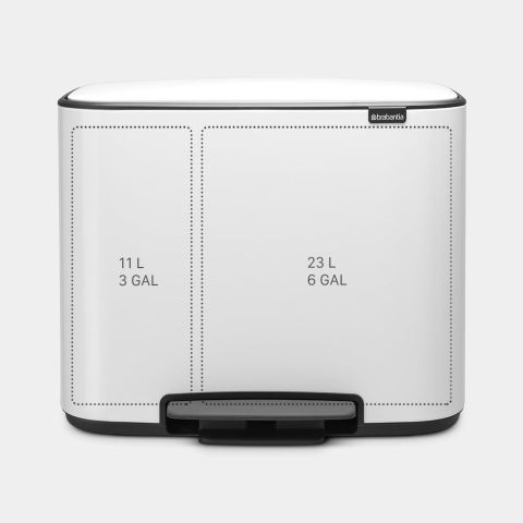 Bo Pedal Bin 11 + 23 litre - White