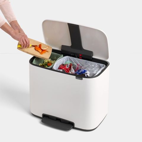 Bo Pedal Bin 11 + 23 litre - White