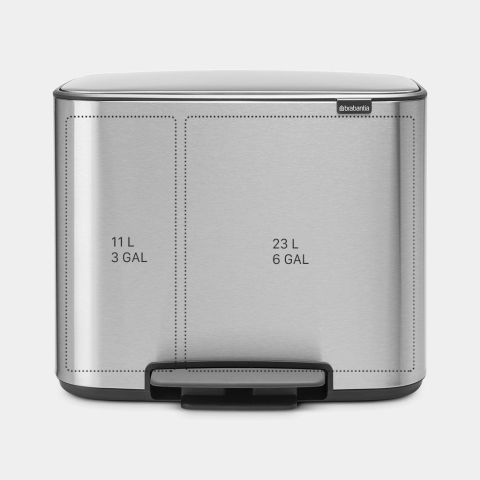 Bo Pedal Bin 11 + 23 litre - Matt Steel Fingerprint Proof