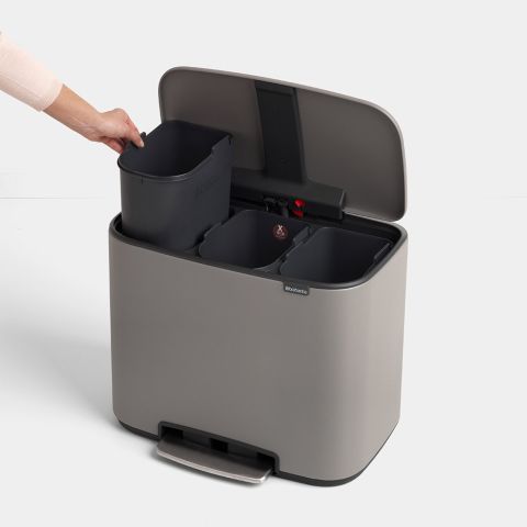 Bo Pedal Bin 3 x 11 litre - Mineral Concrete Grey