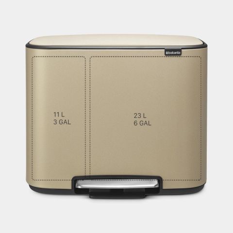 Bo Pedal Bin 11 + 23 litre - Mineral Golden Beach