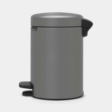 NewIcon Step on Trash Can 0.8 gallon (3 liter) - Mineral Concrete Gray