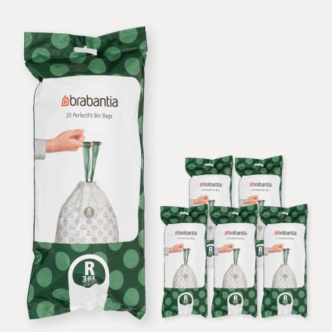 PerfectFit Bin Bags For Bo, Code R (36 litre), 6 Rolls with 20 Bags