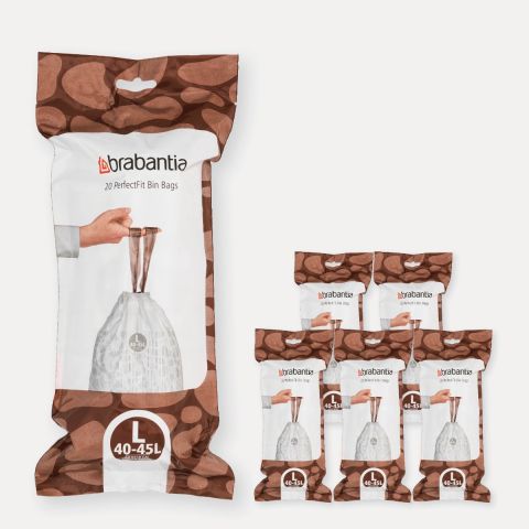 PerfectFit Bin Bags For FlatBack+, Code L (45 litre), 6 Rolls with 20 Bags